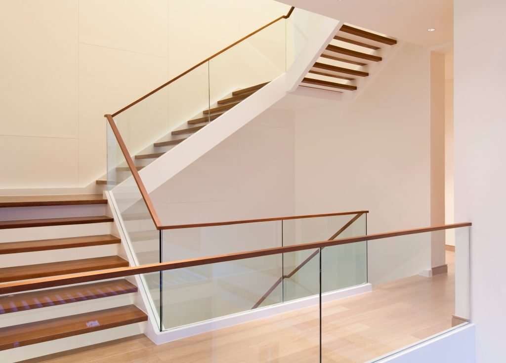 glass panel railings staircase